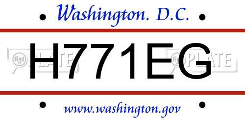 H771EG District Of Columbia License Plate