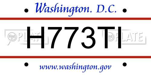 H773TI District Of Columbia License Plate