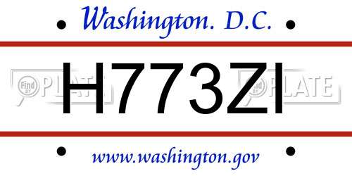 H773ZI District Of Columbia License Plate