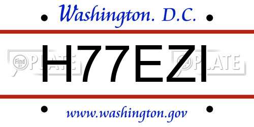 H77EZI District Of Columbia License Plate