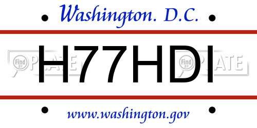 H77HDI District Of Columbia License Plate
