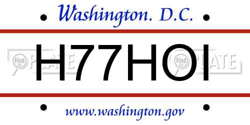 H77HOI District Of Columbia License Plate