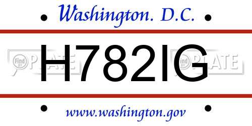 H782IG District Of Columbia License Plate