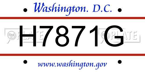 H7871G District Of Columbia License Plate