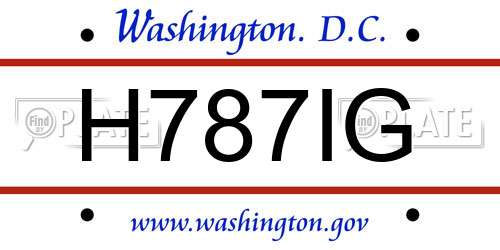 H787IG District Of Columbia License Plate