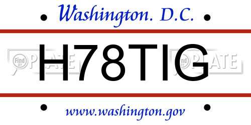 H78TIG District Of Columbia License Plate