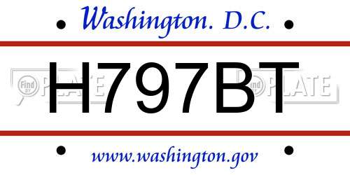 H797BT District Of Columbia License Plate