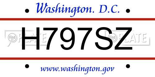 H797SZ District Of Columbia License Plate