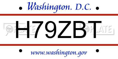 H79ZBT District Of Columbia License Plate