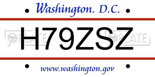 H79ZSZ District Of Columbia License Plate