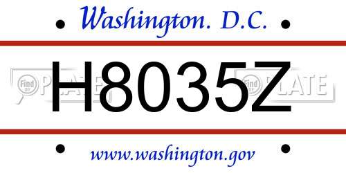 H8035Z District Of Columbia License Plate
