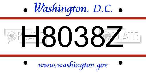 H8038Z District Of Columbia License Plate