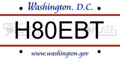 H80EBT District Of Columbia License Plate