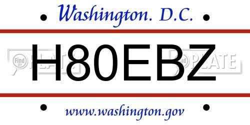 H80EBZ District Of Columbia License Plate