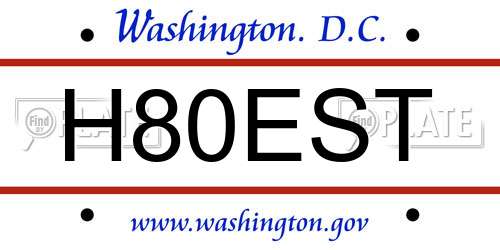H80EST District Of Columbia License Plate
