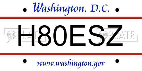 H80ESZ District Of Columbia License Plate