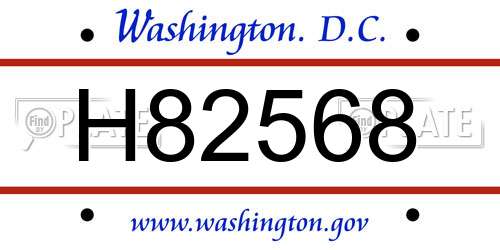 H82568 District Of Columbia License Plate