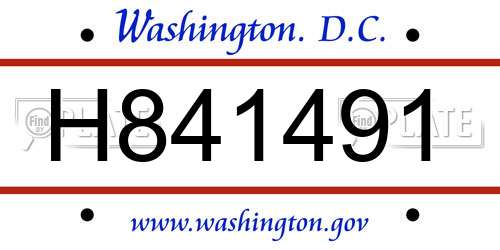 H841491 District Of Columbia License Plate