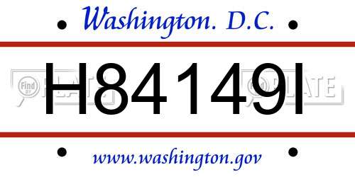 H84149I District Of Columbia License Plate