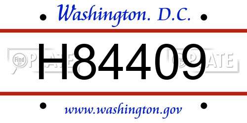H84409 District Of Columbia License Plate