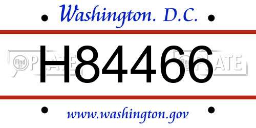 H84466 District Of Columbia License Plate