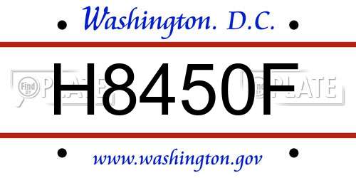 H8450F District Of Columbia License Plate