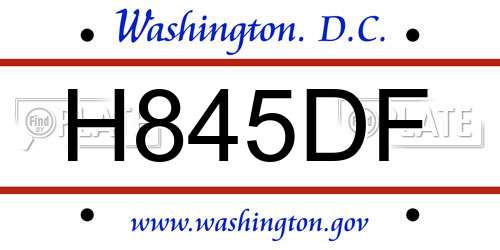 H845DF District Of Columbia License Plate