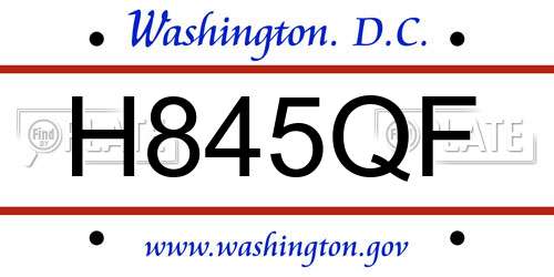 H845QF District Of Columbia License Plate