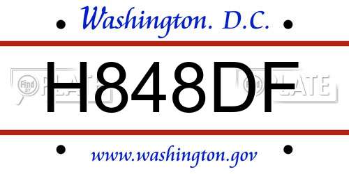 H848DF District Of Columbia License Plate