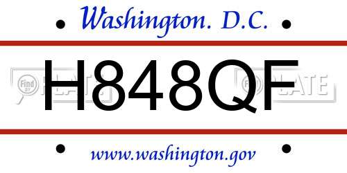 H848QF District Of Columbia License Plate