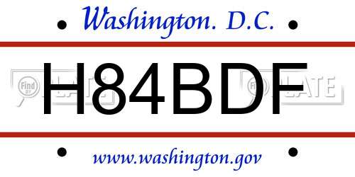 H84BDF District Of Columbia License Plate