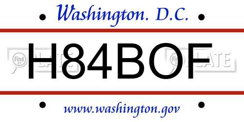 H84BOF District Of Columbia License Plate