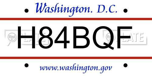 H84BQF District Of Columbia License Plate