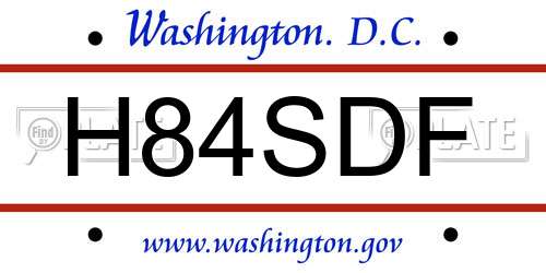 H84SDF District Of Columbia License Plate