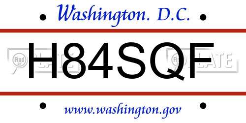 H84SQF District Of Columbia License Plate