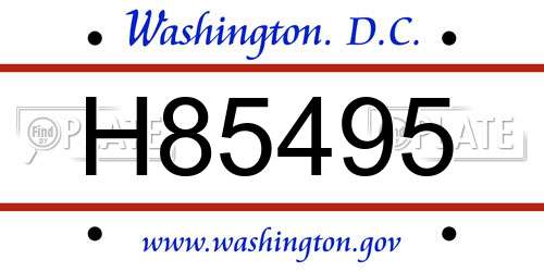 H85495 District Of Columbia License Plate