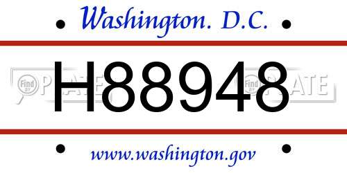 H88948 District Of Columbia License Plate