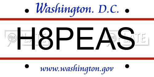 H8PEAS District Of Columbia License Plate