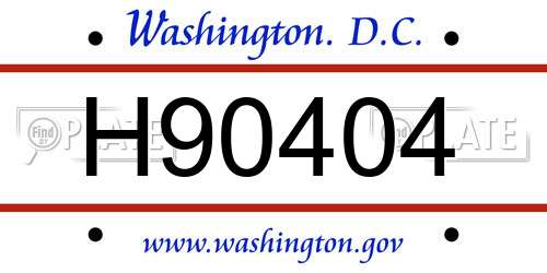 H90404 District Of Columbia License Plate