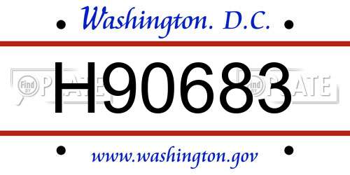 H90683 District Of Columbia License Plate