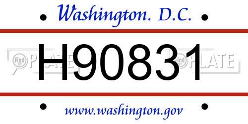 H90831 District Of Columbia License Plate