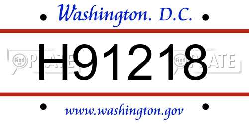 H91218 District Of Columbia License Plate