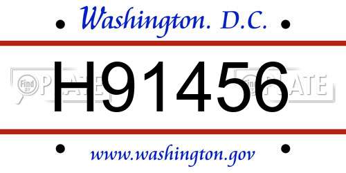 H91456 District Of Columbia License Plate