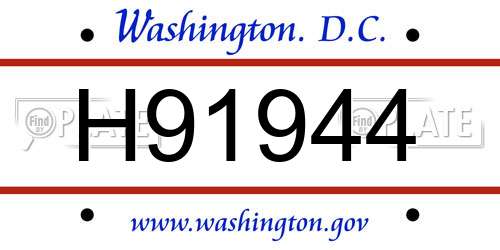 H91944 District Of Columbia License Plate