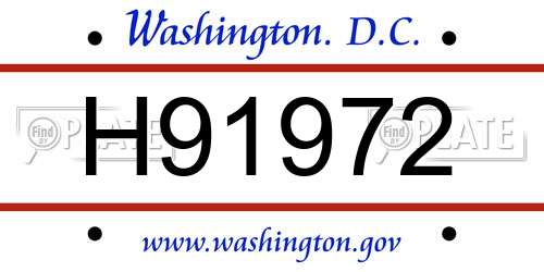 H91972 District Of Columbia License Plate