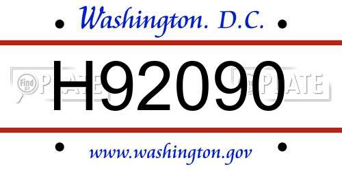 H92090 District Of Columbia License Plate