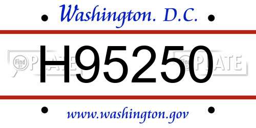 H95250 District Of Columbia License Plate