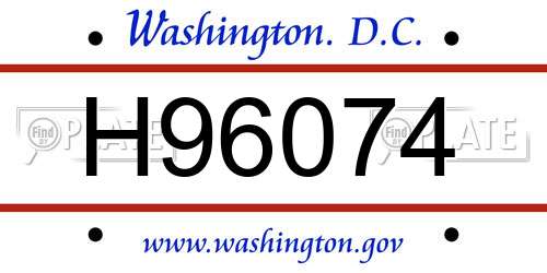 H96074 District Of Columbia License Plate