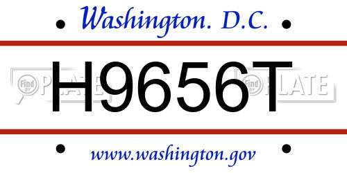 H9656T District Of Columbia License Plate