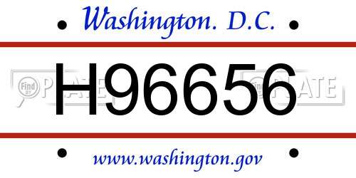H96656 District Of Columbia License Plate